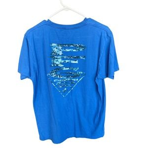 Columbia PFG Shirt Mens Large Blue Short Sleeve Cotton